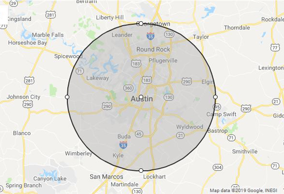 KIDDY'S KINGDOM radius austin texas service area